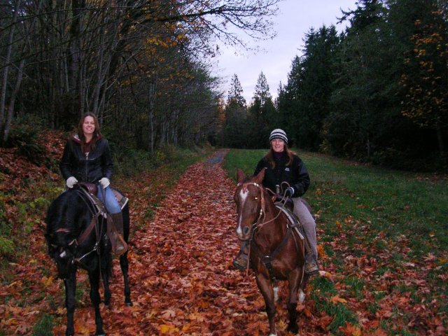 Dee & Maggie on a trail ride